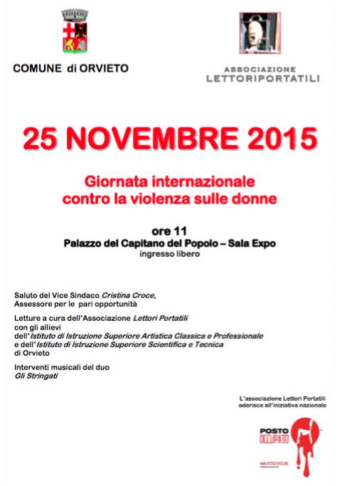 Letture alla Sala Expo per la "Giornata internazionale contro la violenza sulle donne"