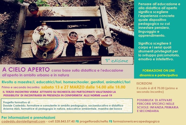 "A cielo aperto". Corso base sulla didattica e l'educazione all'aperto in ambito urbano e in natura