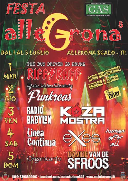 "Festa AlleGrona", a tutto Gas. I concerti dell'ottava edizione