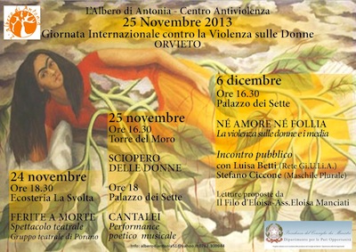 Il 25 novembre sciopero delle donne contro la cultura della violenza. Anche a Orvieto