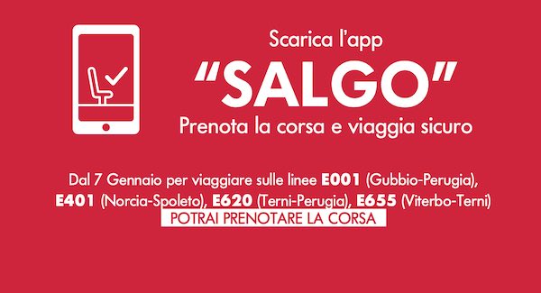 Fs Italiane, Busitalia Umbria: "Dal 7 gennaio prenotazione del posto con l'App Salgo"