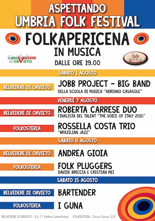 "Aspettando Umbria Folk Festival". Sette appuntamenti al Belvedere di Orvieto e alla FolkOsteria