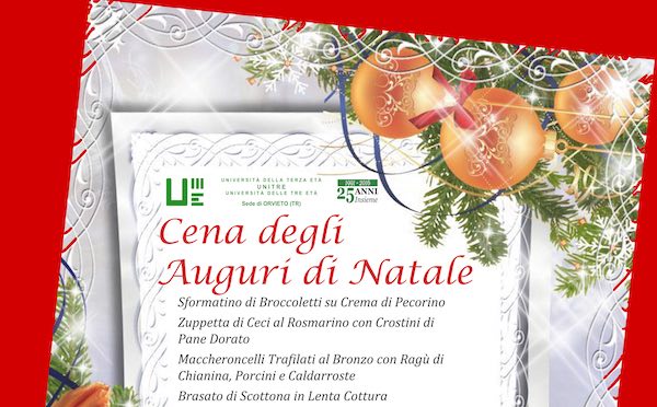Unitre Orvieto, cena degli auguri di Natale ed assemblea generale