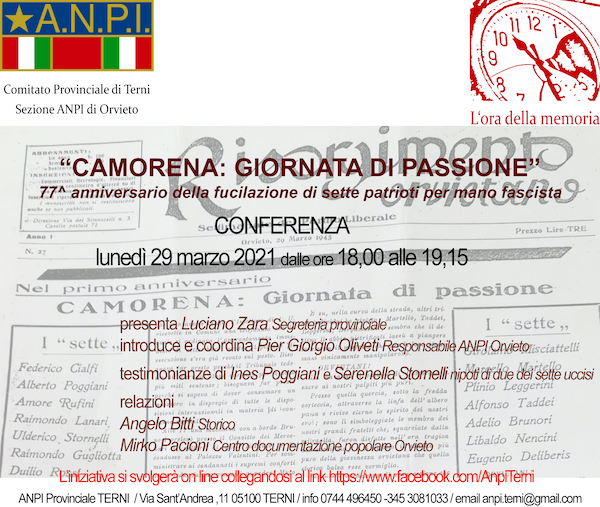 "Camorena: Giornata di Passione". Conferenza Anpi nel 77esimo anniversario dell'Eccidio di Camorena
