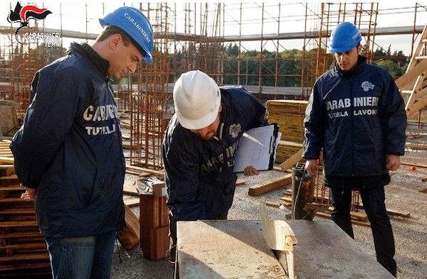 Edilizia, controlli e sanzioni da parte del Nucleo Carabinieri Ispettorato del Lavoro