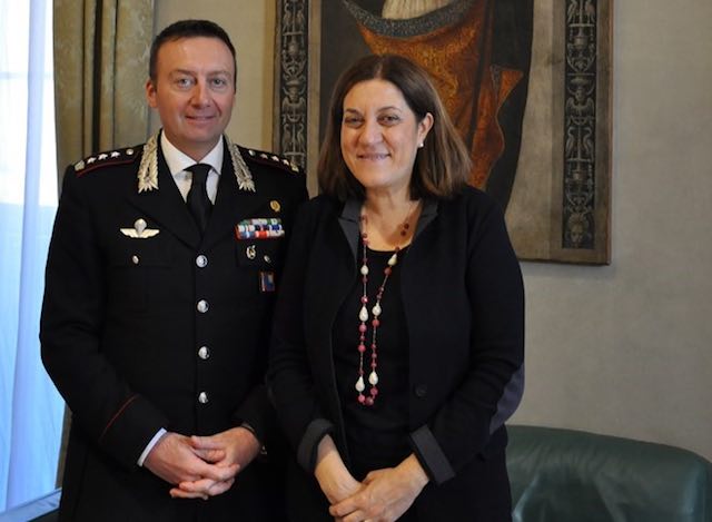 La presidente Marini riceve il nuovo comandante provinciale dei carabinieri di Perugia