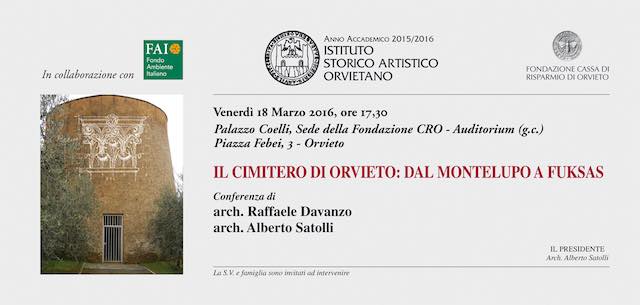 Conferenza Isao su "Il cimitero di Orvieto: dal Montelupo a Fuksas"