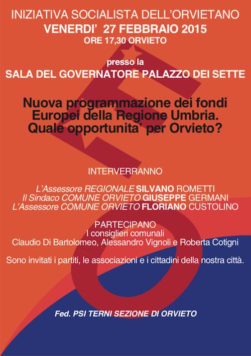 "Nuova programmazione dei fondi europei della Regione Umbria. Quale opportunità per Orvieto?"