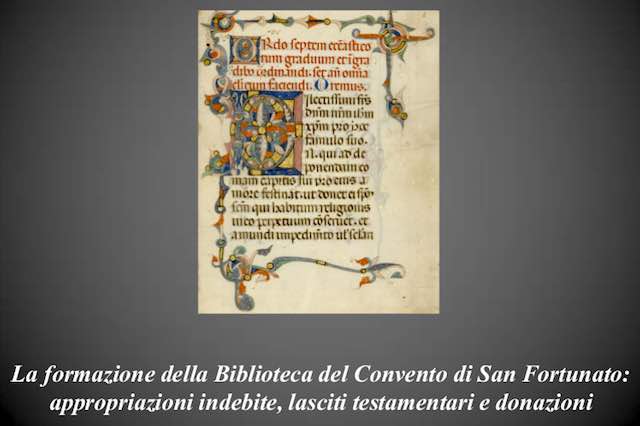 Per "Museo Vivo", focus sui tesori della biblioteca del Convento di San Fortunato