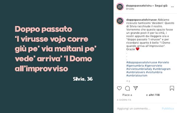 "Doppo passato 'l virusse". I desideri degli orvietani nella quarantena social
