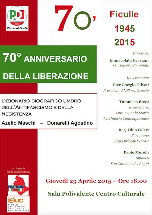 70esimo della Liberazione nel ricordo dei partigiani Azelio Maschi e Agostino Donarelli