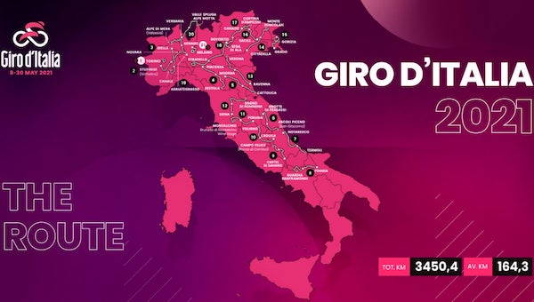 Le strade della provincia di Perugia protagoniste di tre tappe del Giro d'Italia 2021