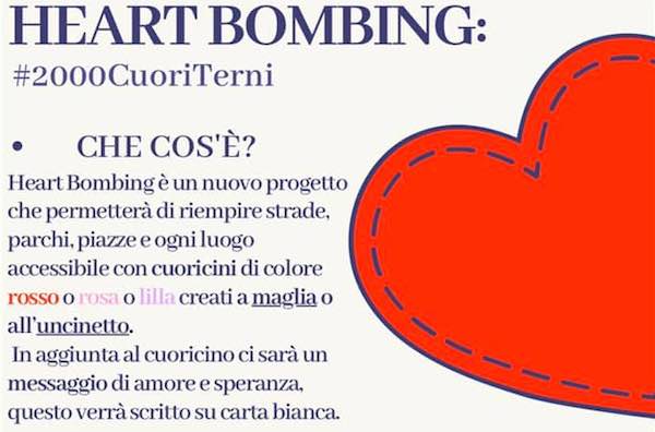 "Heart Bombing". Duemila cuori all'uncinetto e altrettanti messaggi di speranza