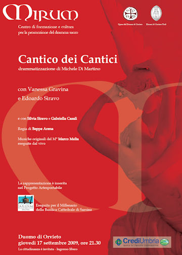 Rappresentazione del "Cantico dei Cantici". Duomo di Orvieto, giovedì 17 settembre ore 21,30