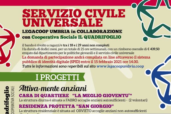 Otto posti di Servizio Civile alla Cooperativa "Il Quadrifoglio"
