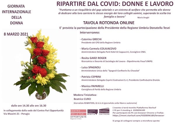 Tavola rotonda online "Ripartire dal Covid: donne e lavoro"