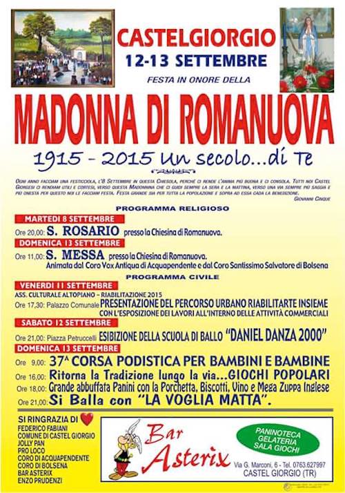 Cento anni di festa a Castel Giorgio per la Madonna di Romanuova