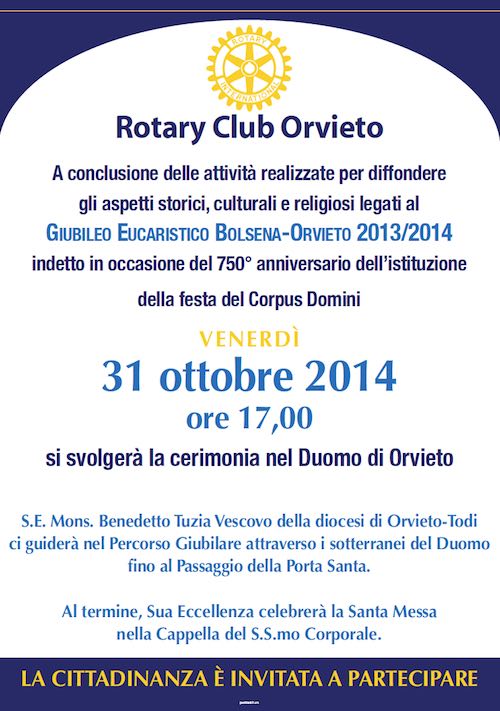 Il Rotary Club  chiude l'anno del Giubileo incontrando il vescovo Monsignor Tuzia