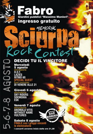 "Sciurpa Rock Contest 2010". Dal 3 all'8 agosto, a Fabro il meglio dei gruppi rock