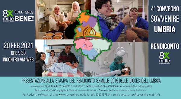 Sovvenire, presentazione del rendiconto 8xMille 2019 delle diocesi dell'Umbria