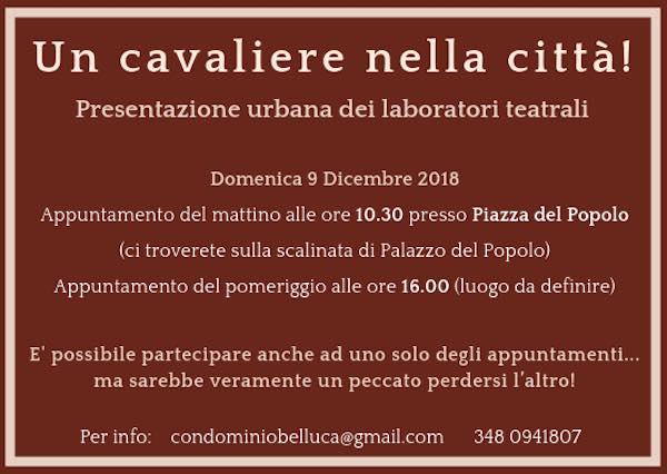 "Un cavaliere nella città!". Condominio Belluca presenta i laboratori teatrali