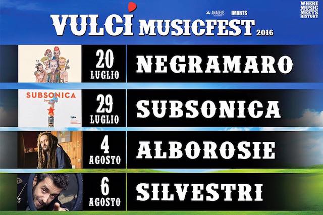 Vulci Music Fest 2016. In arrivo Negramaro, Subsonica, Alborosie e Daniele Silvestri 