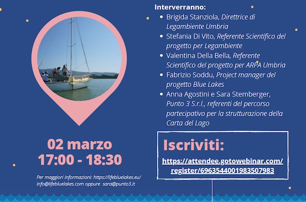 Blue Lakes, webinar d'avvio per la costruzione partecipata della Carta del Lago Trasimeno sulle microplastiche