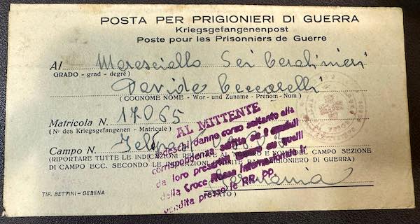Restituita una lettera del 1945 al discendente diretto di un maresciallo dei Carabinieri Reali