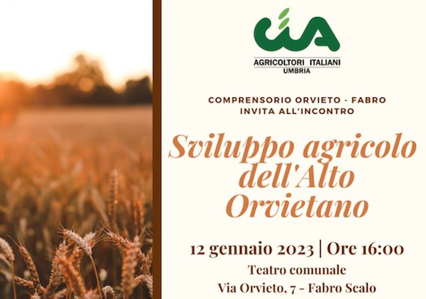 "Sviluppo agricolo dell'Alto Orvietano", al Teatro Comunale il punto con CIA