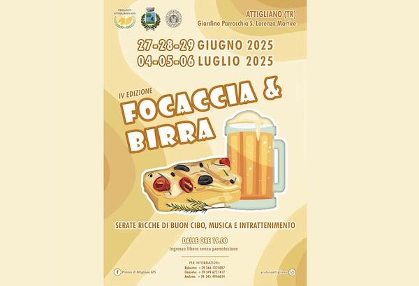 Quarta edizione di "Focaccia e Birra". Sei serate tra gusto, musica e divertimento 