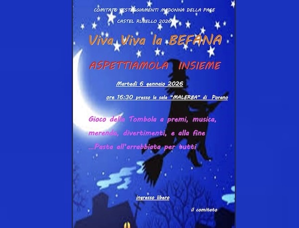 "Viva viva la Befana...aspettiamola insieme" alla Sala Malerba