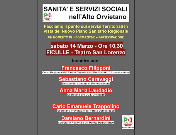 "Oltre l'Ospedale, il territorio". Iniziativa Pd sui servizio socio-sanitari territoriali