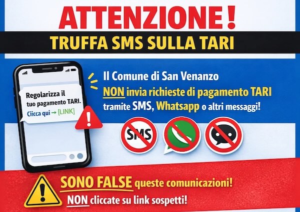 "Il Comune non invia richieste di pagamento Tari tramite sms, WhatsApp e altri messaggi"